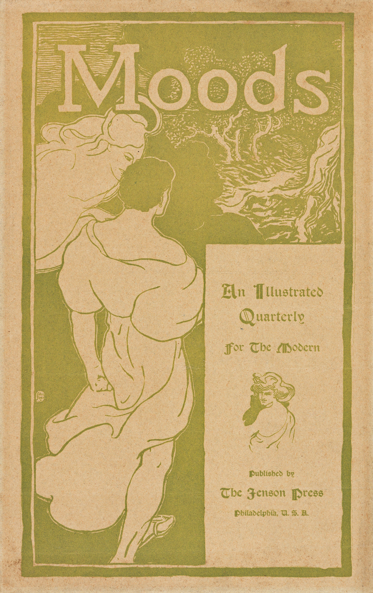 JOHN SLOAN (1871-1951).  MOODS / AN ILLUSTRATED QUARTERLY FOR THE MODERN. 1895. 20x12 inches, 50x31 cm. The Jenson Press, Philadelphia.